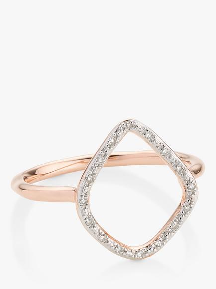 Monica Vinader Riva Diamond Hoop Ring, Rose Gold, Rose Gold