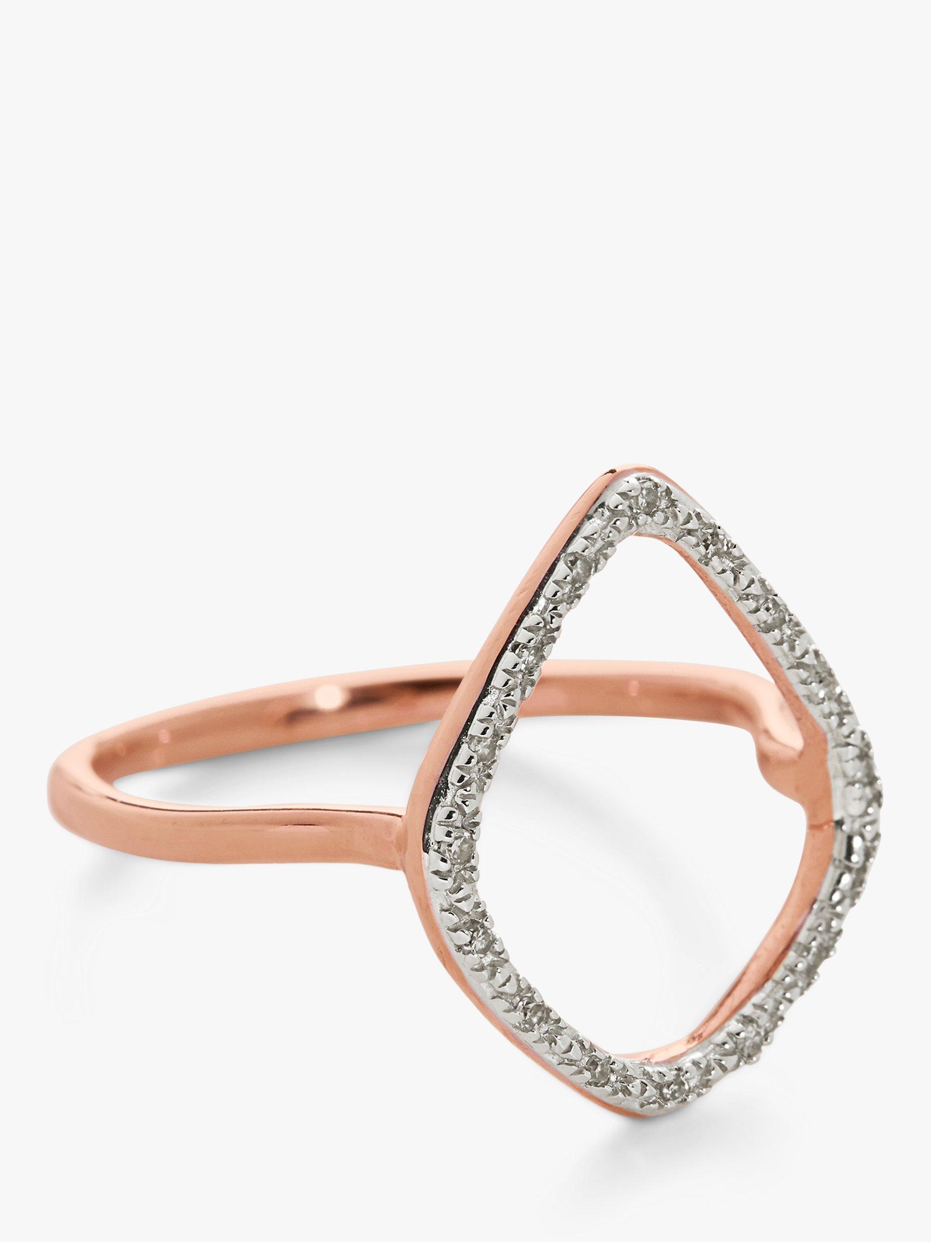 Product image 2 of 4, which shows Monica Vinader Riva Diamond Hoop Ring, Rose Gold, K