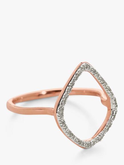 Monica Vinader Riva Diamond Hoop Ring, Rose Gold - view 2, Rose Gold