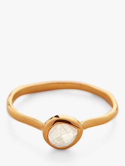 Monica Vinader Siren Small Moonstone Stacking Ring, Gold - view 2, Gold
