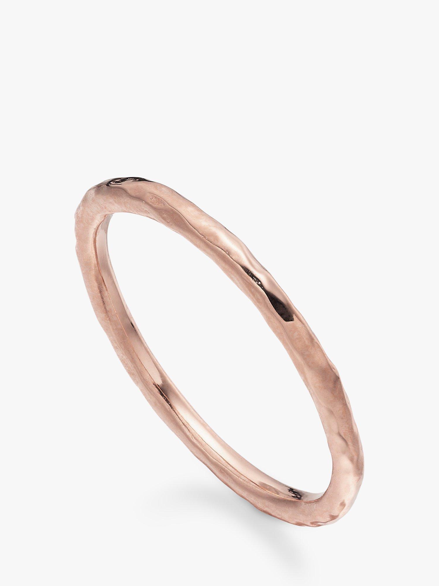 Product image 1 of 4, which shows Monica Vinader Siren Hammered Stacking Ring, Rose Gold, P