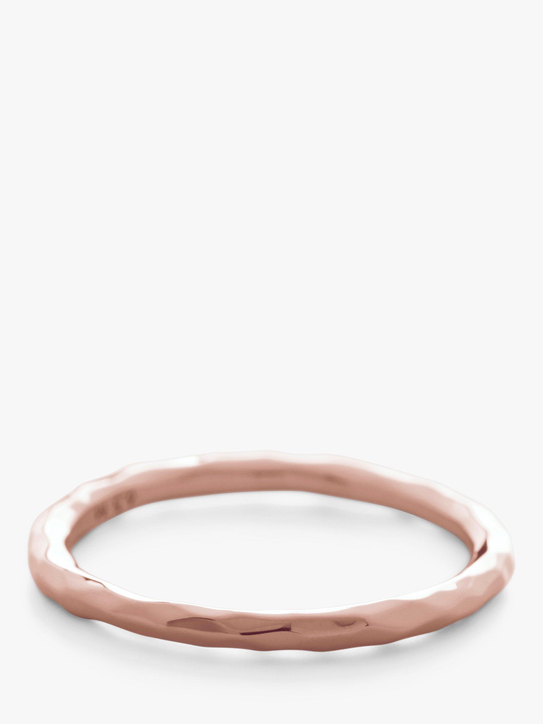 Product image 2 of 4, which shows Monica Vinader Siren Hammered Stacking Ring, Rose Gold, P