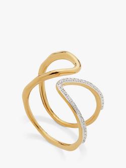 Monica Vinader Riva Open Wrap Diamond Ring, Gold, Gold