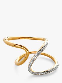 Monica Vinader Riva Open Wrap Diamond Ring, Gold - view 2, Gold