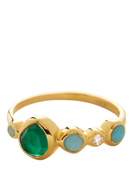 Monica Vinader MV Siren™ Bezel Multi Gemstone Ring, Gold/Multi