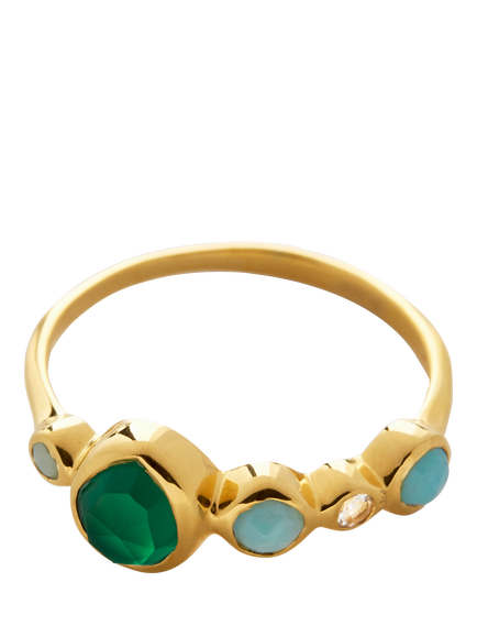 Monica Vinader MV Siren™ Bezel Multi Gemstone Ring - view 2, Gold/Multi