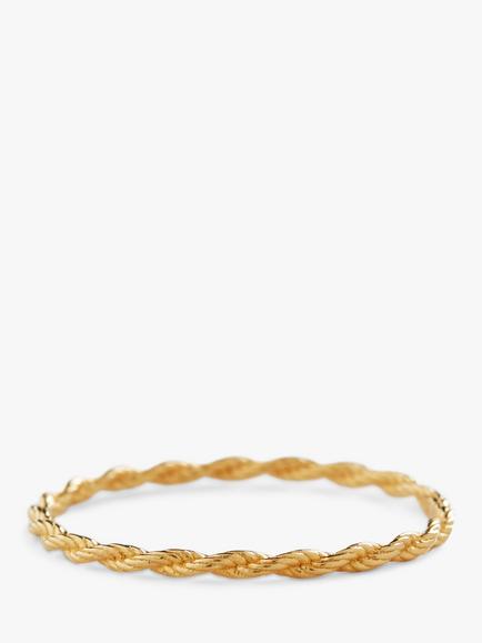 Monica Vinader Corda Skinny Stacking Ring, Gold - view 2, Gold
