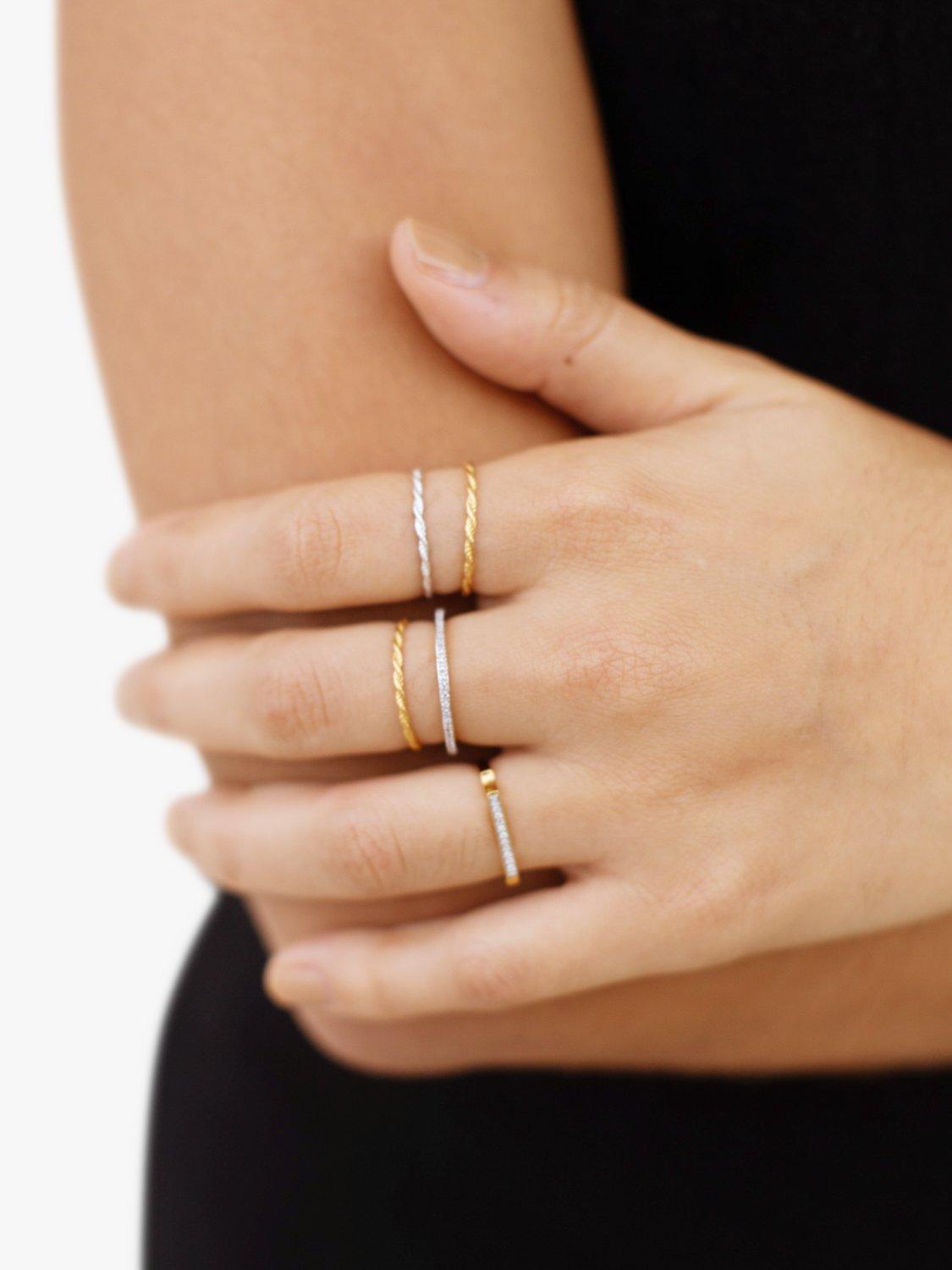 Monica Vinader Corda Skinny Stacking Ring, Gold, K