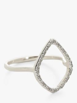 Monica Vinader Riva Diamond Hoop Ring, Silver - view 2, Silver