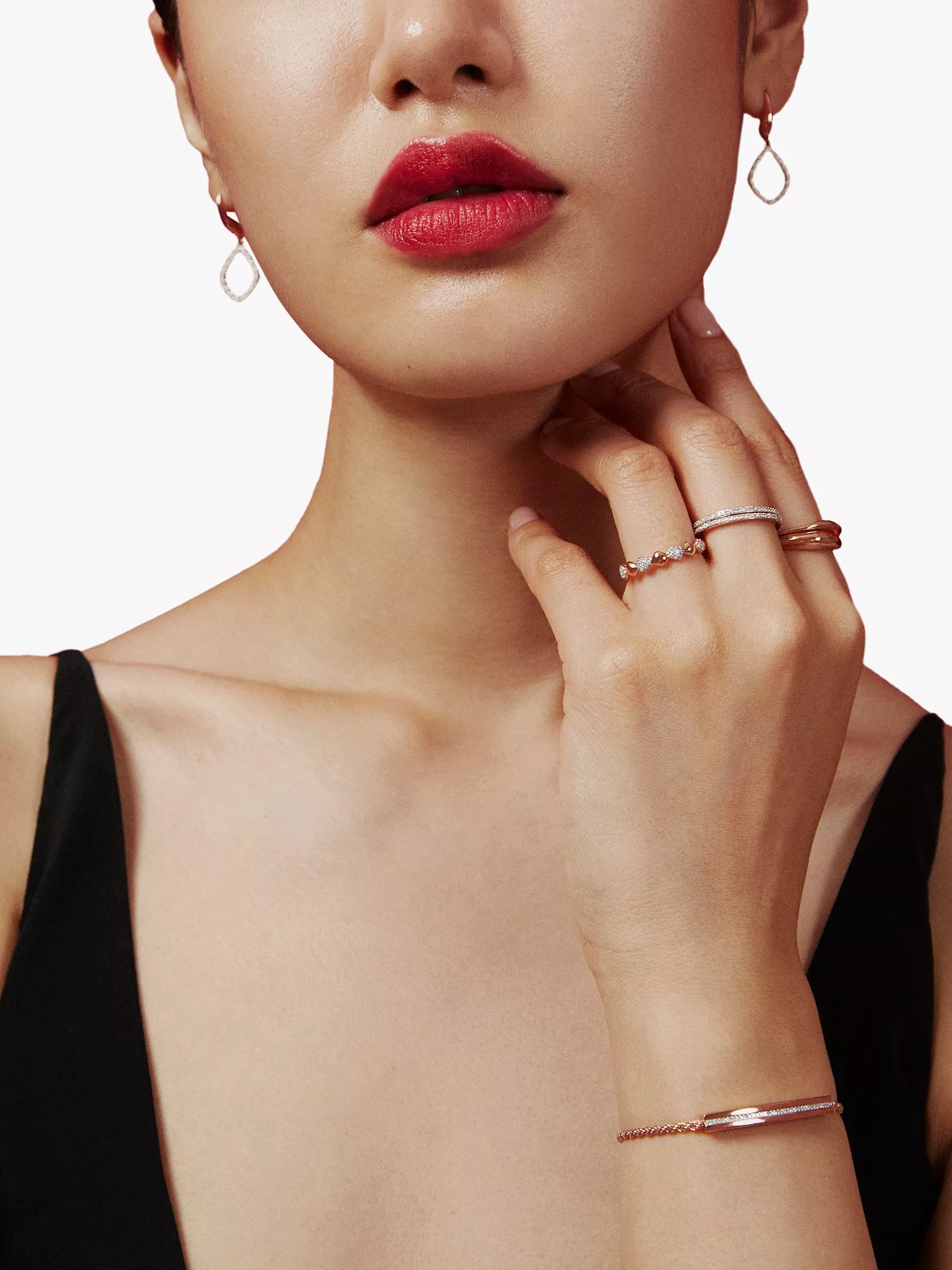 Bague Monica Vinader Nura Pebble Cluster – Plaqué Or Rose 18 Carats, Diamants, Neuf Avec étiquettes
