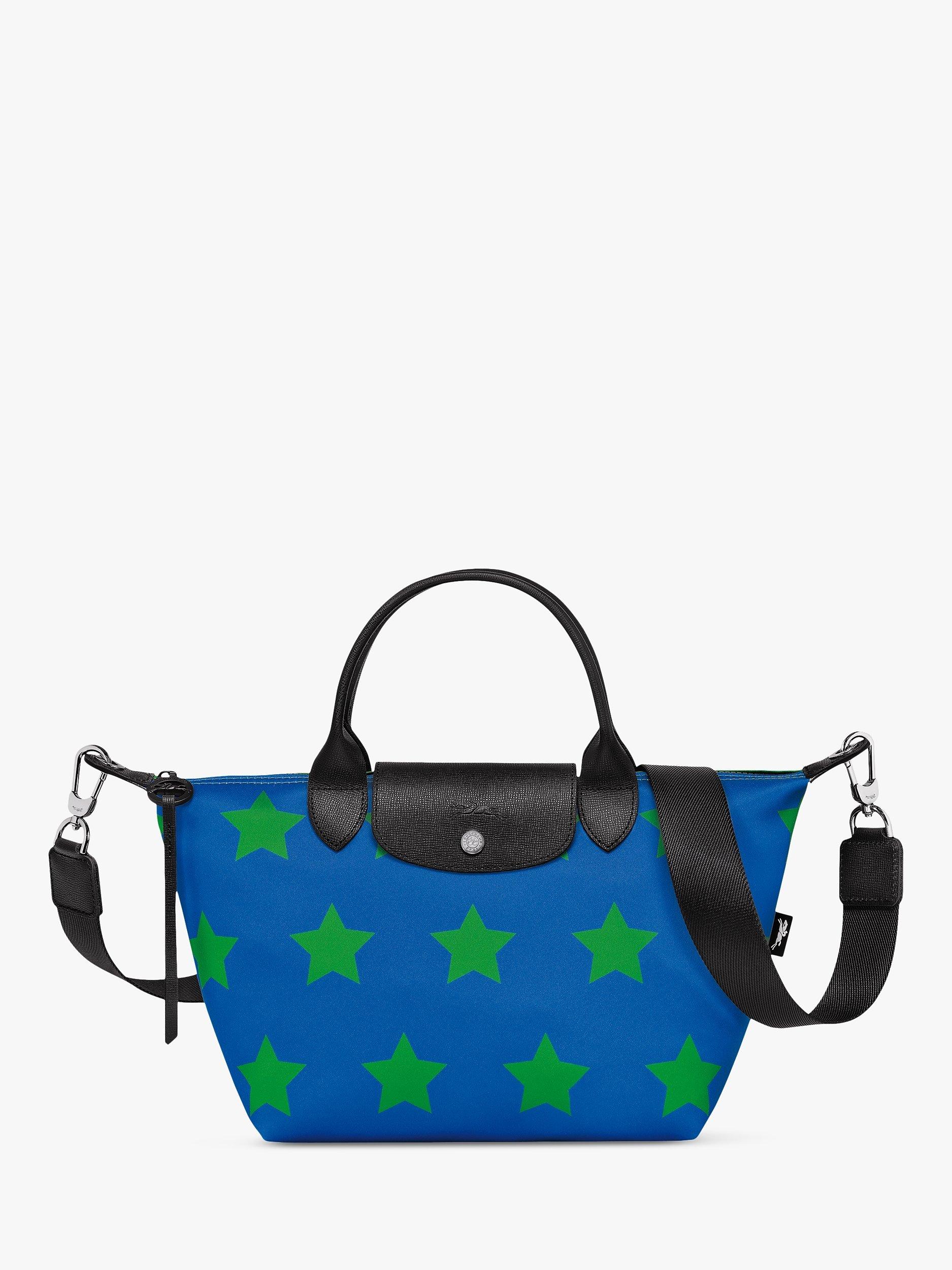 Longchamp Le Pliage Collection Star Print Small Canvas Handbag, Cobalt/Lawn