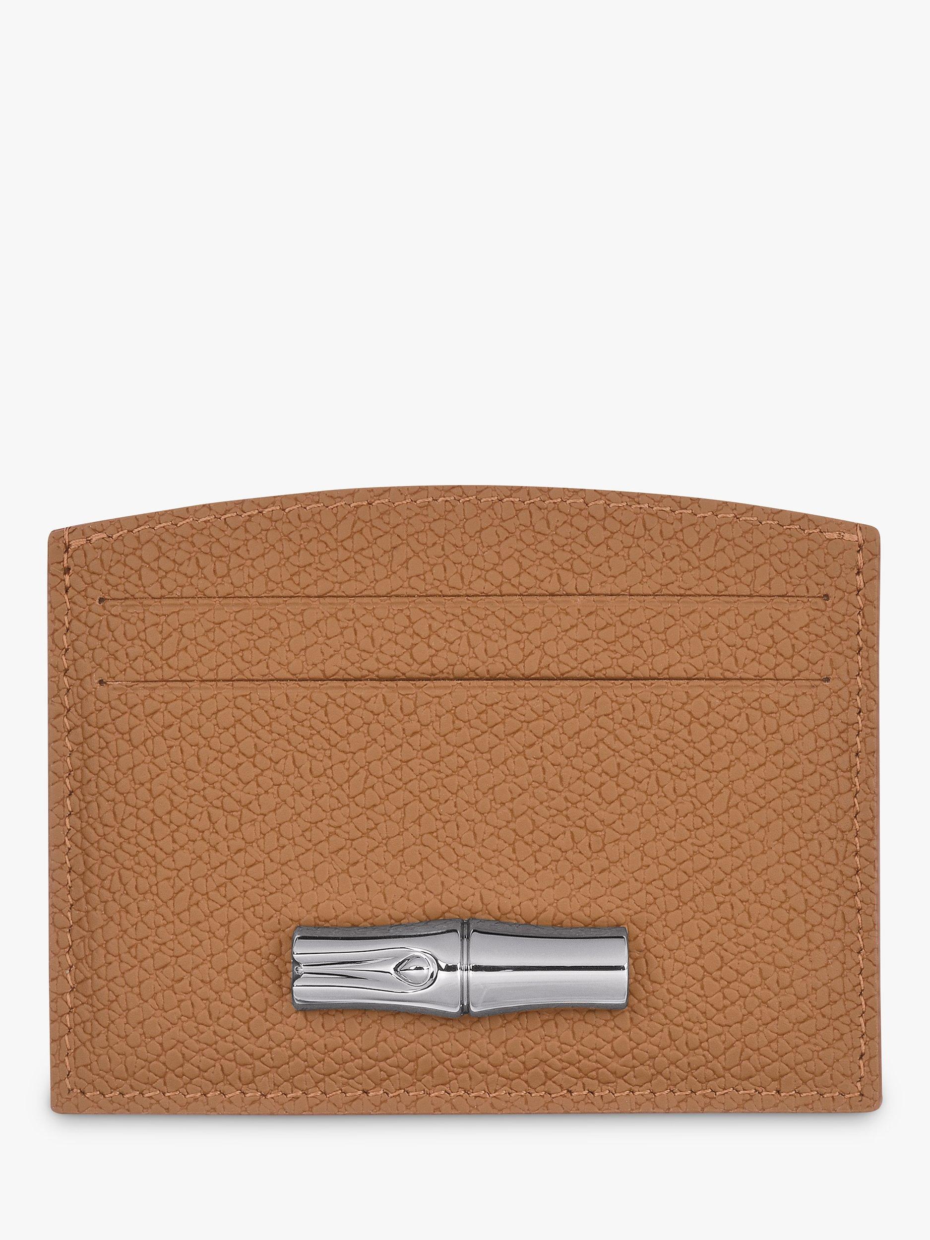 Longchamp Roseau Leather Compact Card Holder, Natural