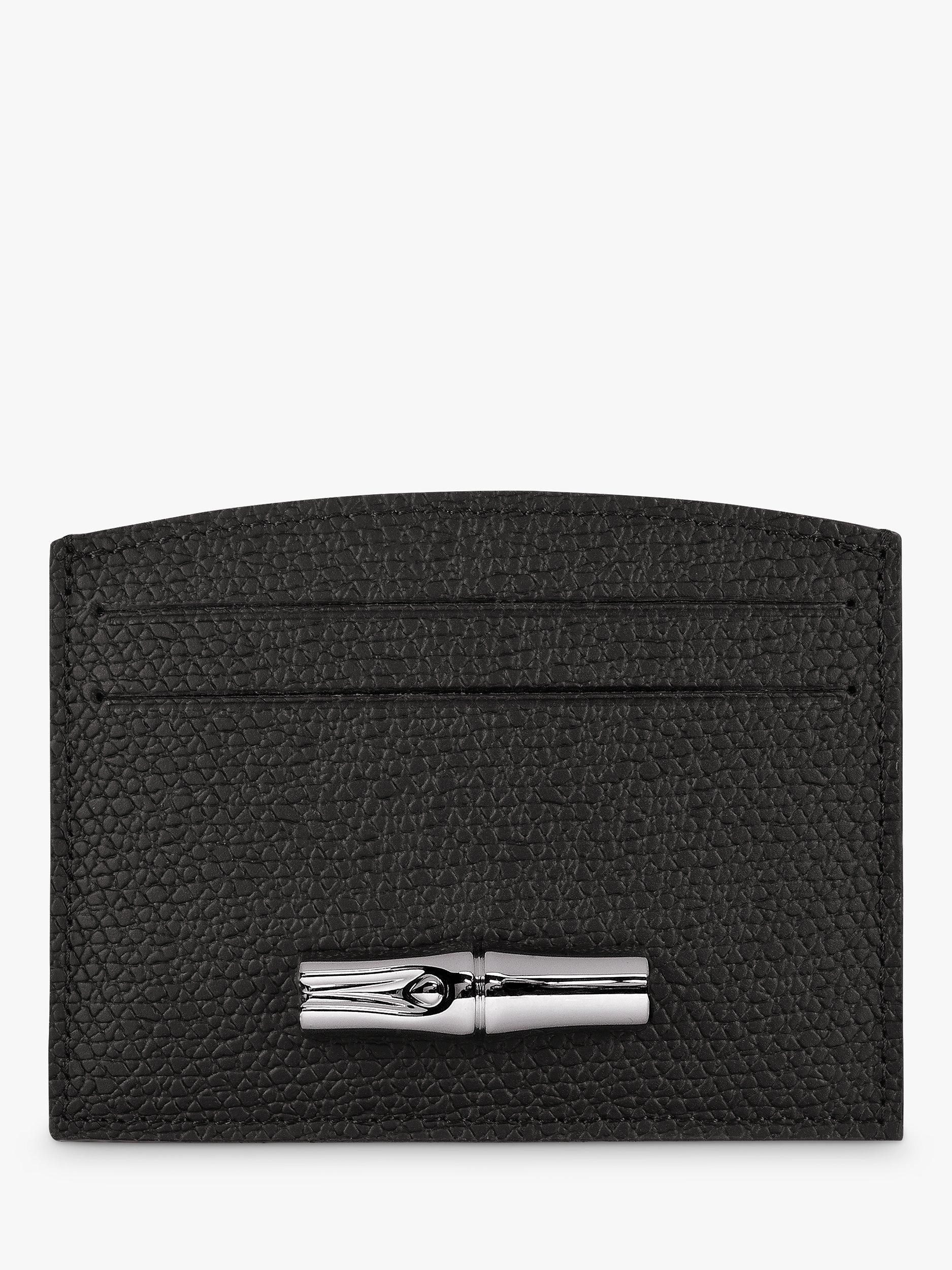 Longchamp Roseau Leather Compact Card Holder, Black