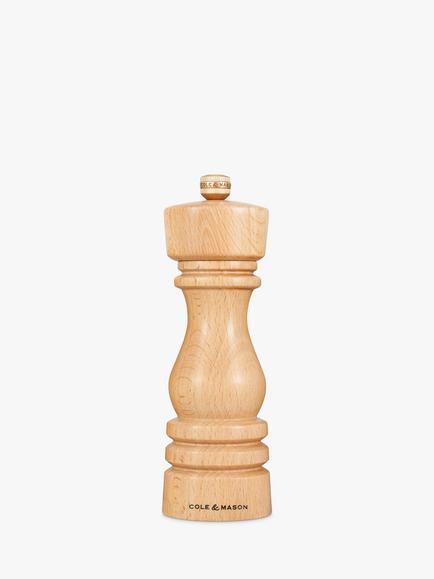 Cole & Mason London Precision+ Beech Wood Salt Mill, H18cm, Natural, Natural Beech