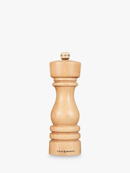 Cole & Mason London Precision+ Beech Wood Pepper Mill, H18cm, Natural, Natural