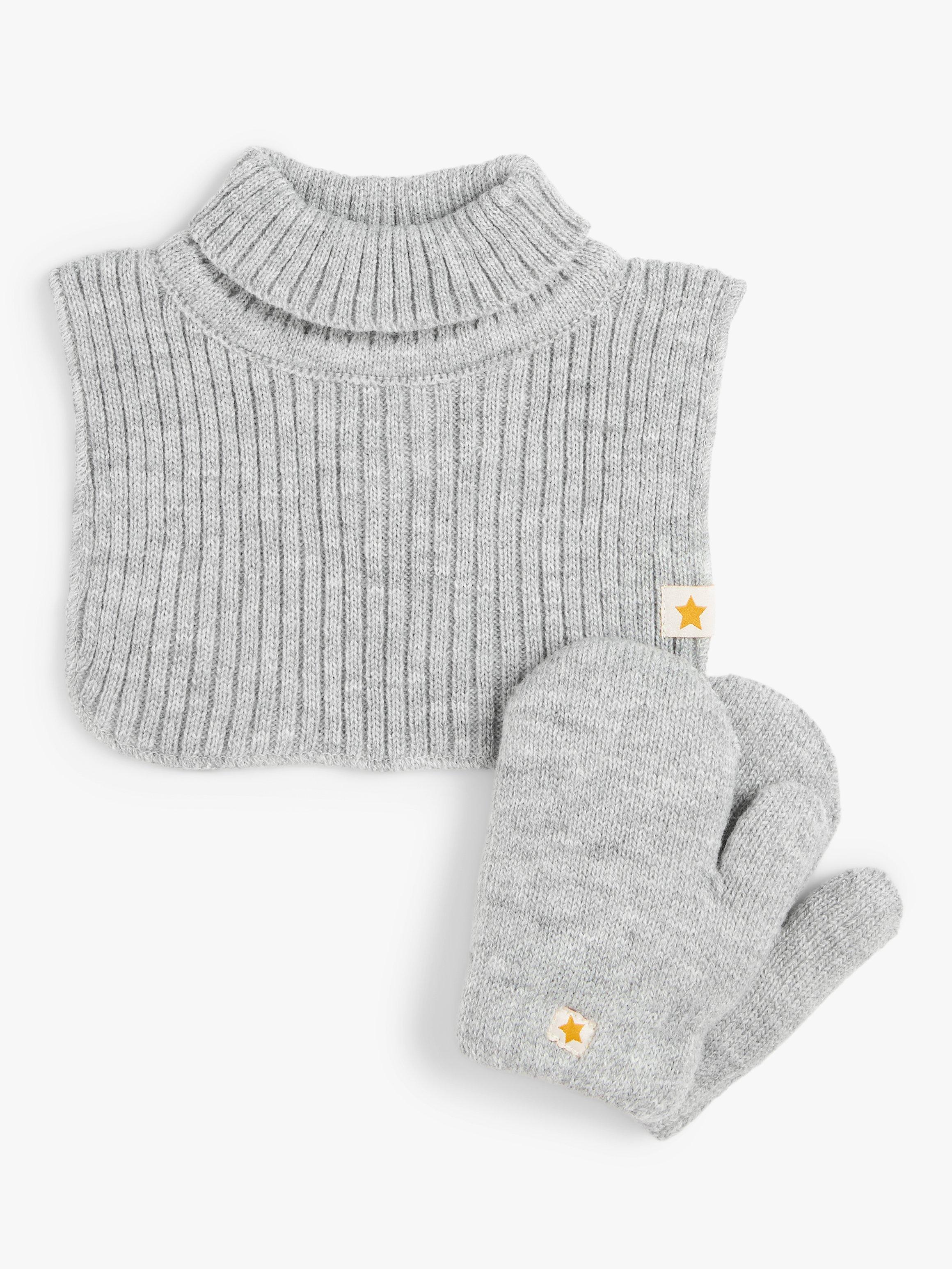 John Lewis Baby Snood & Mittens Set, Grey