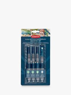 Derwent Push-Button Watercolour Paint Brushes, Set of 4, Multi