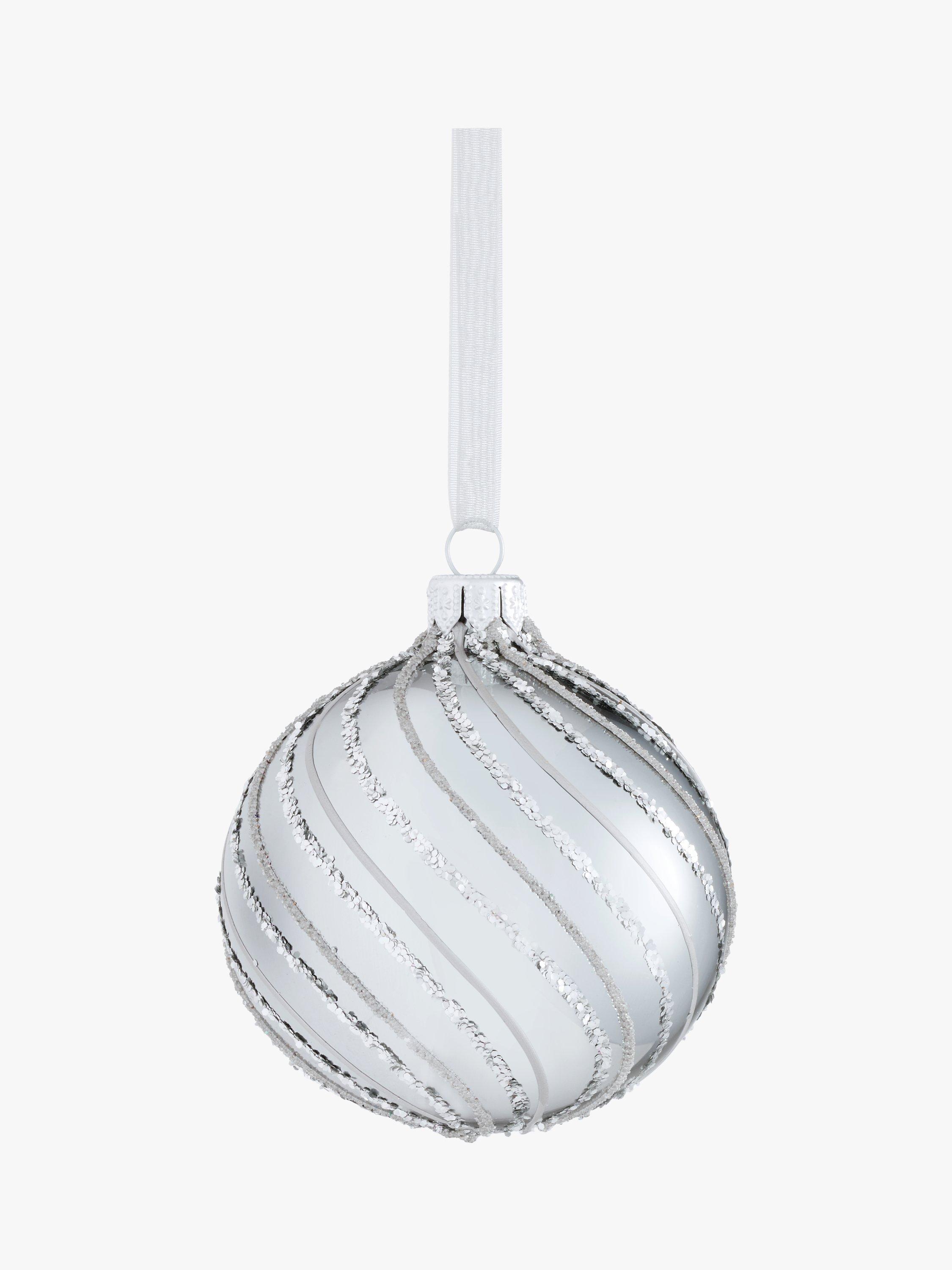 John Lewis Winter Fairytale Bio Glitter Swirl Bauble, Silver
