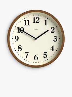 Jones Clocks Lodge Quartz Analogue Wall Clock, 25cm, Natural, Natural