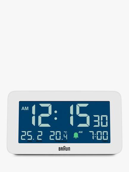 Braun BC10 Temperature & Date Digital Alarm Clock, White - view 2, White