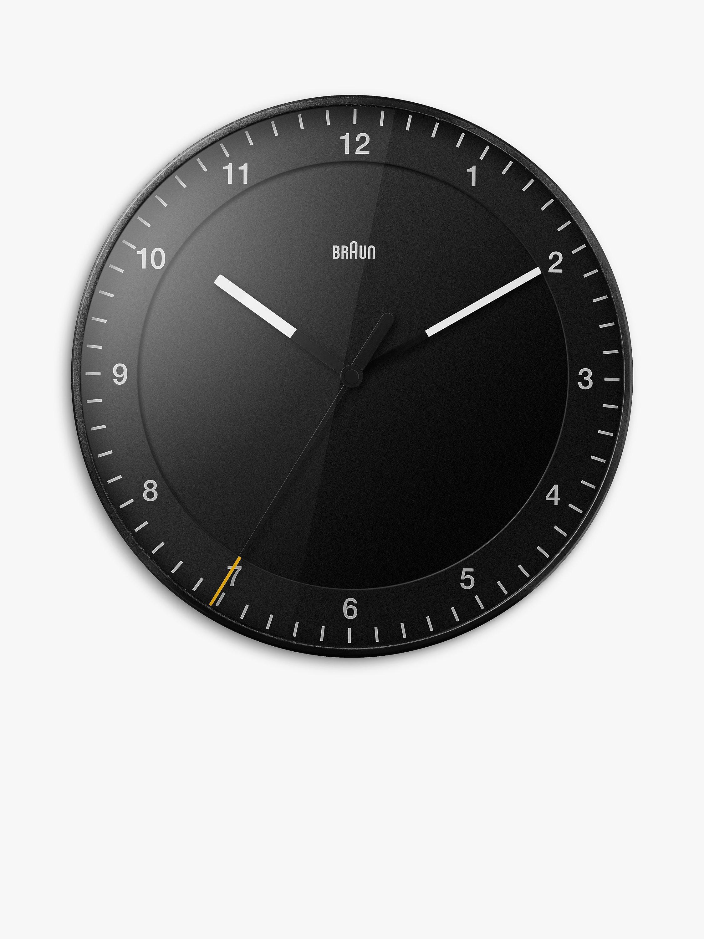 Braun Round Silent Sweep Analogue Wall Clock, 30cm, Black