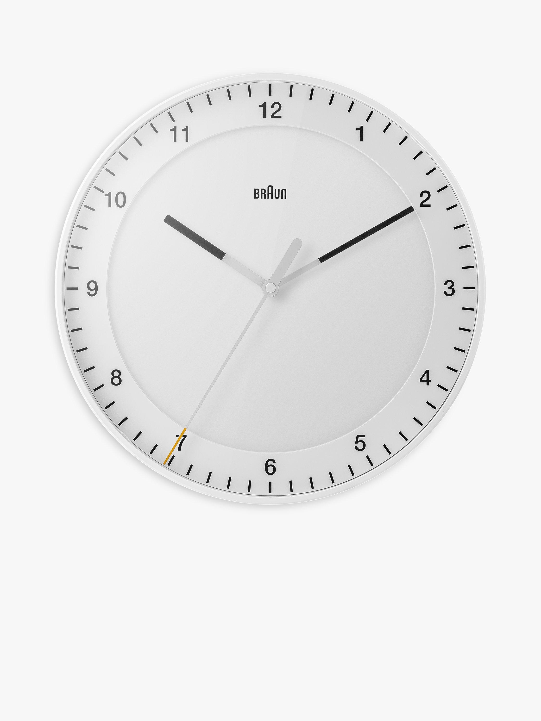 Braun Round Silent Sweep Analogue Wall Clock, 30cm, White