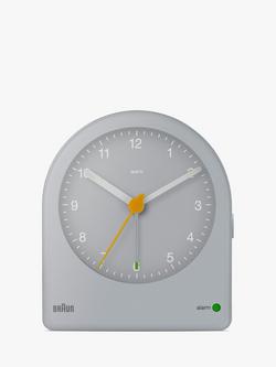 Braun BC22 Classic Analogue Quiet Quartz Alarm Clock, Grey, Grey