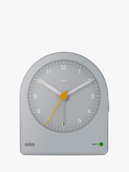 Braun BC22 Classic Analogue Quiet Quartz Alarm Clock, Grey, Grey