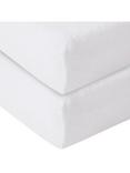 John Lewis Terry Cotton Fitted Baby Sheet, Pack of 2, White