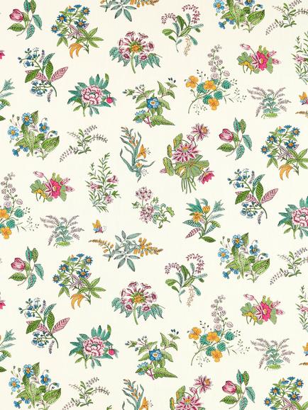 Harlequin x Sophie Robinson Furnishing Fabric Woodland Floral & Caprice, Peridot/Ruby/Pearl