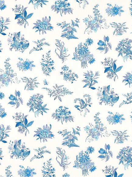 Harlequin x Sophie Robinson Furnishing Fabric Woodland Floral & Caprice, Lapis/Amthyst/Pearl