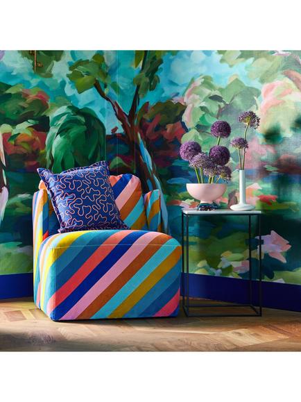 Harlequin x Sophie Robinson Sherbet Stripe Fabric - view 2, Lapis/Spinel/Aqua