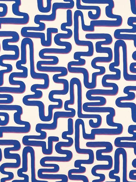 Harlequin x Sophie Robinson Meander Fabric, Lapis/Spinel
