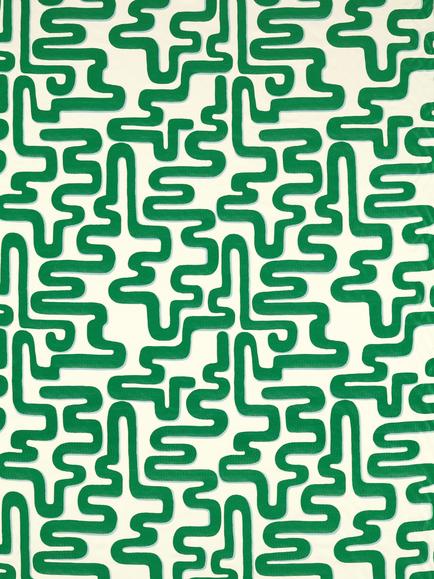 Harlequin x Sophie Robinson Meander Fabric, Emerald/Aquamarine