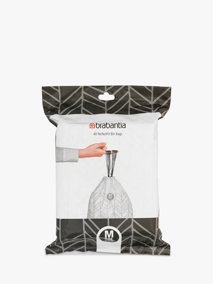 Brabantia PerfectFit Bin Bags, Code M, 60L, Pack of 40, White