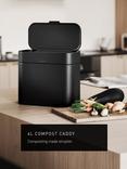 simplehuman Compost Caddy, 4L, Matte Black Steel
