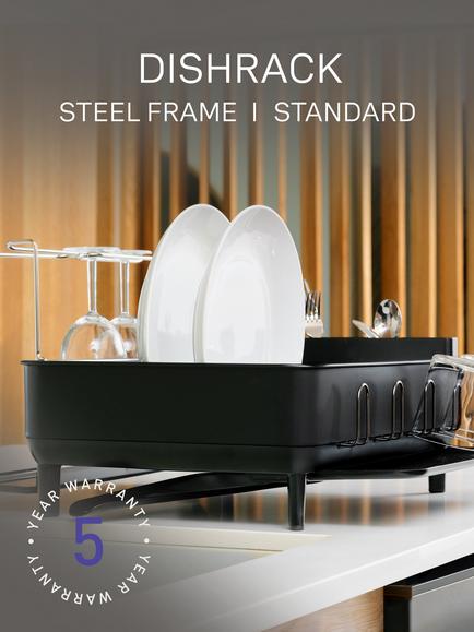 Simplehuman Steel Frame Dish Rack, Matte Black Steel - view 2, Black