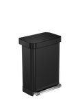 simplehuman Rectangular Liner Pocket Pedal Bin, Matte Black Steel, 55L