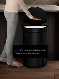 Simplehuman Semi-Round Sensor Bin, 45L - view 2, Black