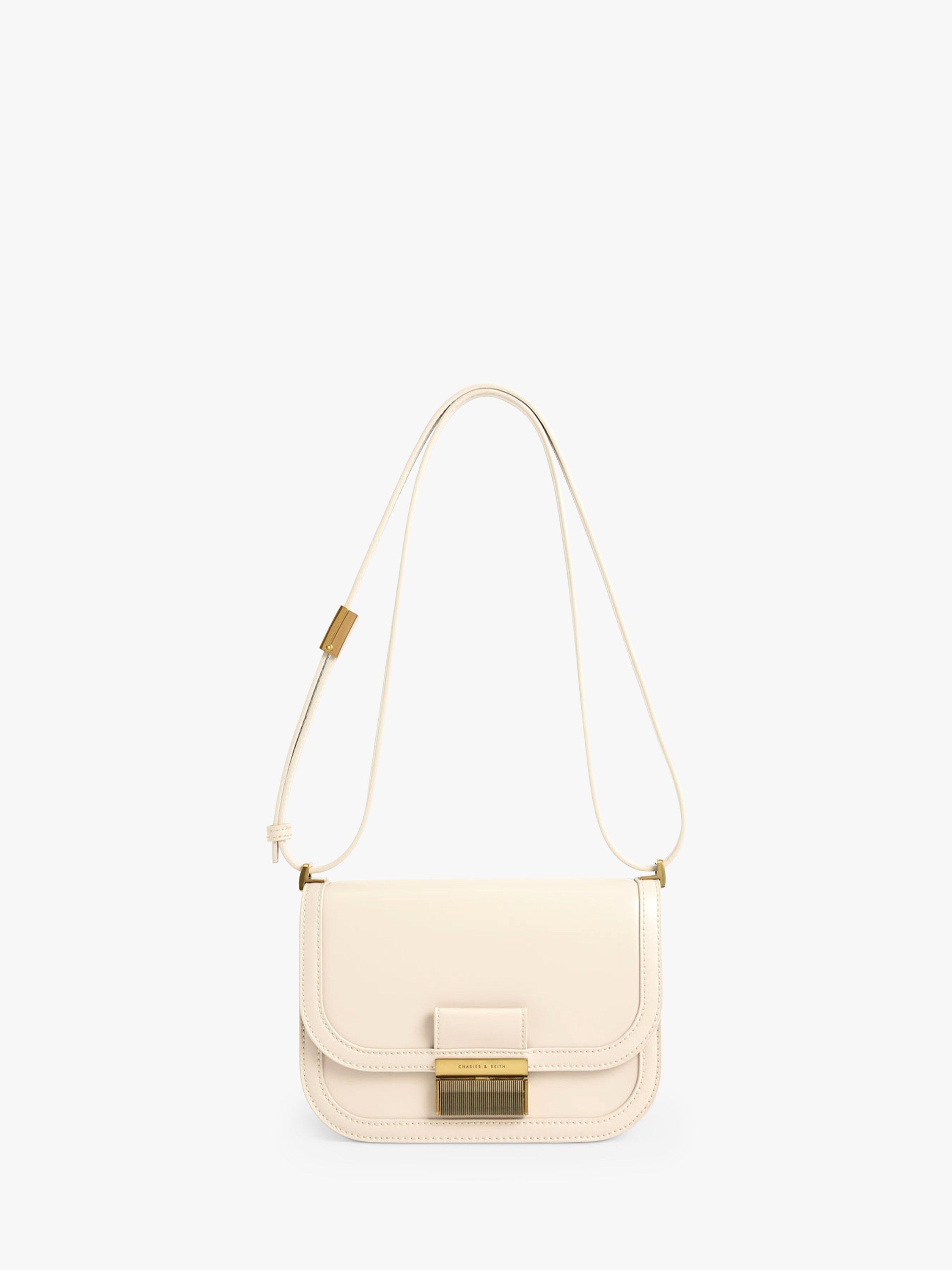CHARLES & KEITH Charlot Faux Leather Cross Body Bag, Ivory
