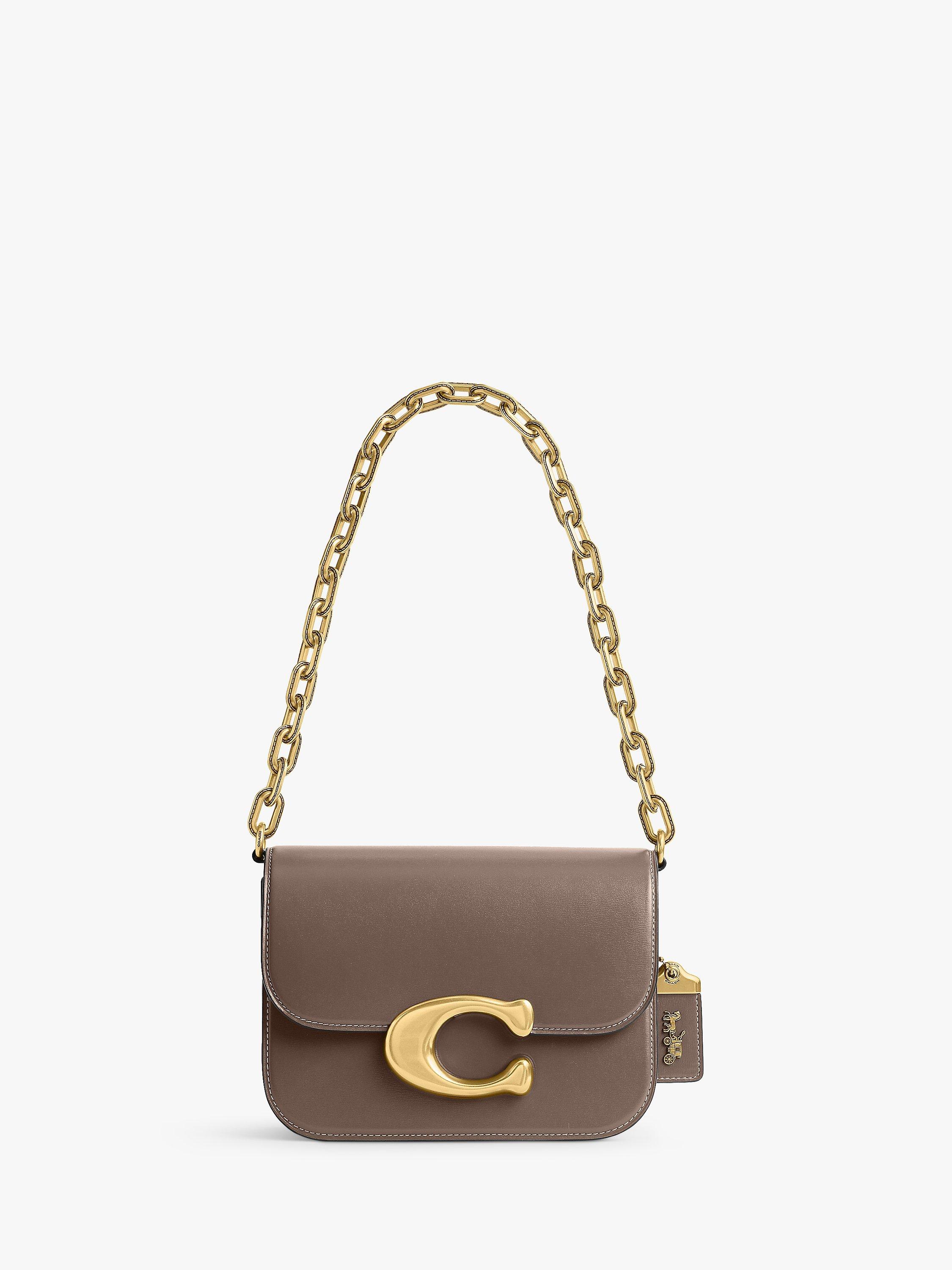 Coach Idol Leather Flapover Chain Strap Shoulder Bag, Dark Stone