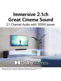 LG S60Q Bluetooth Soundbar with Dolby Atmos & Wireless Subwoofer, Black - view 2, Black