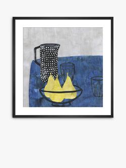 John Lewis Bianca Harrington 'Spotted Pitcher & Pears' Framed Print & Mount, 60 x 60cm, Blue/Yellow, Blue/Yellow