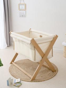 Clair De Lune Organic Cotton Folding Crib, Natural/Cream