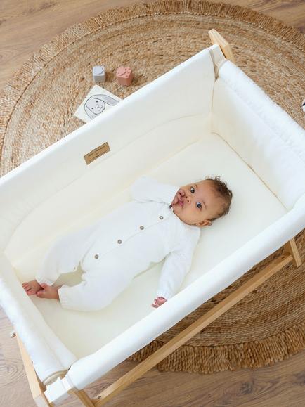 Clair De Lune Organic Cotton Folding Crib - view 2, Natural/Cream