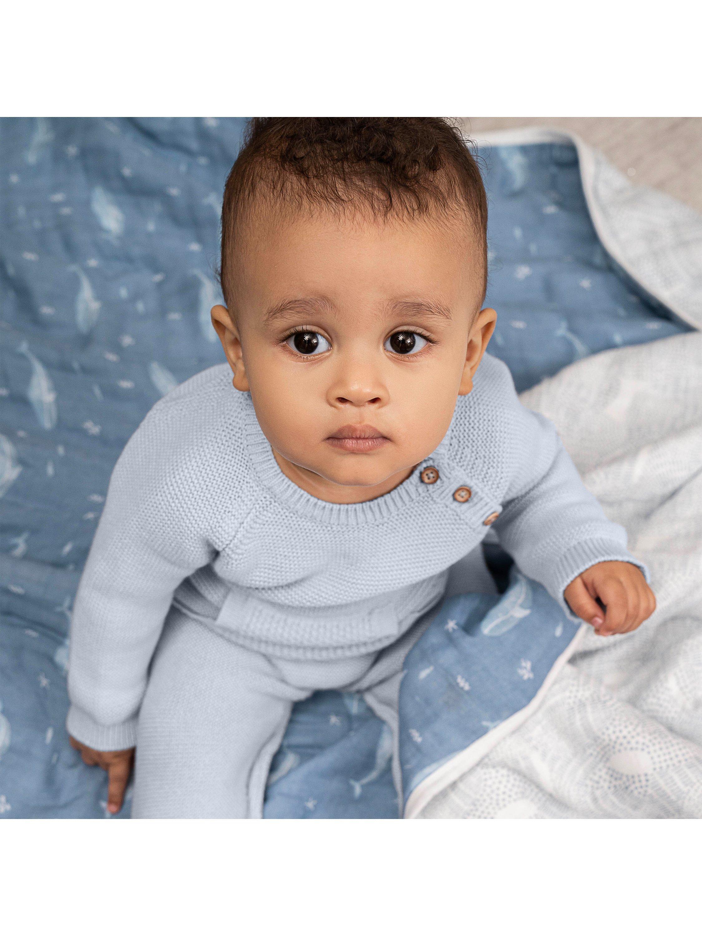 Aden + Anais Dream GOTS Organic Cotton Muslin Reversible Blanket, Oceanic