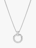 Tutti & Co Palm Collection Textured Circle Pendant Necklace, Silver