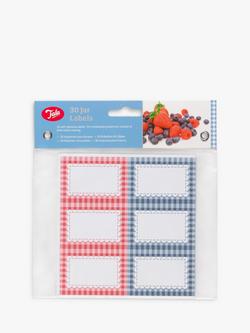 Tala Gingham Print Jam Jar & Food Storage Labels, Pack of 30, Blue/Red