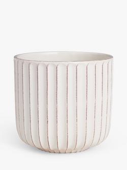 John Lewis Country Ribbed Earthenware Indoor Planter, 23cm, White, White
