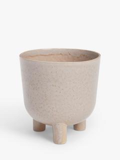 John Lewis Medium Indoor Footed Earthenware Planter, 15cm, Brown